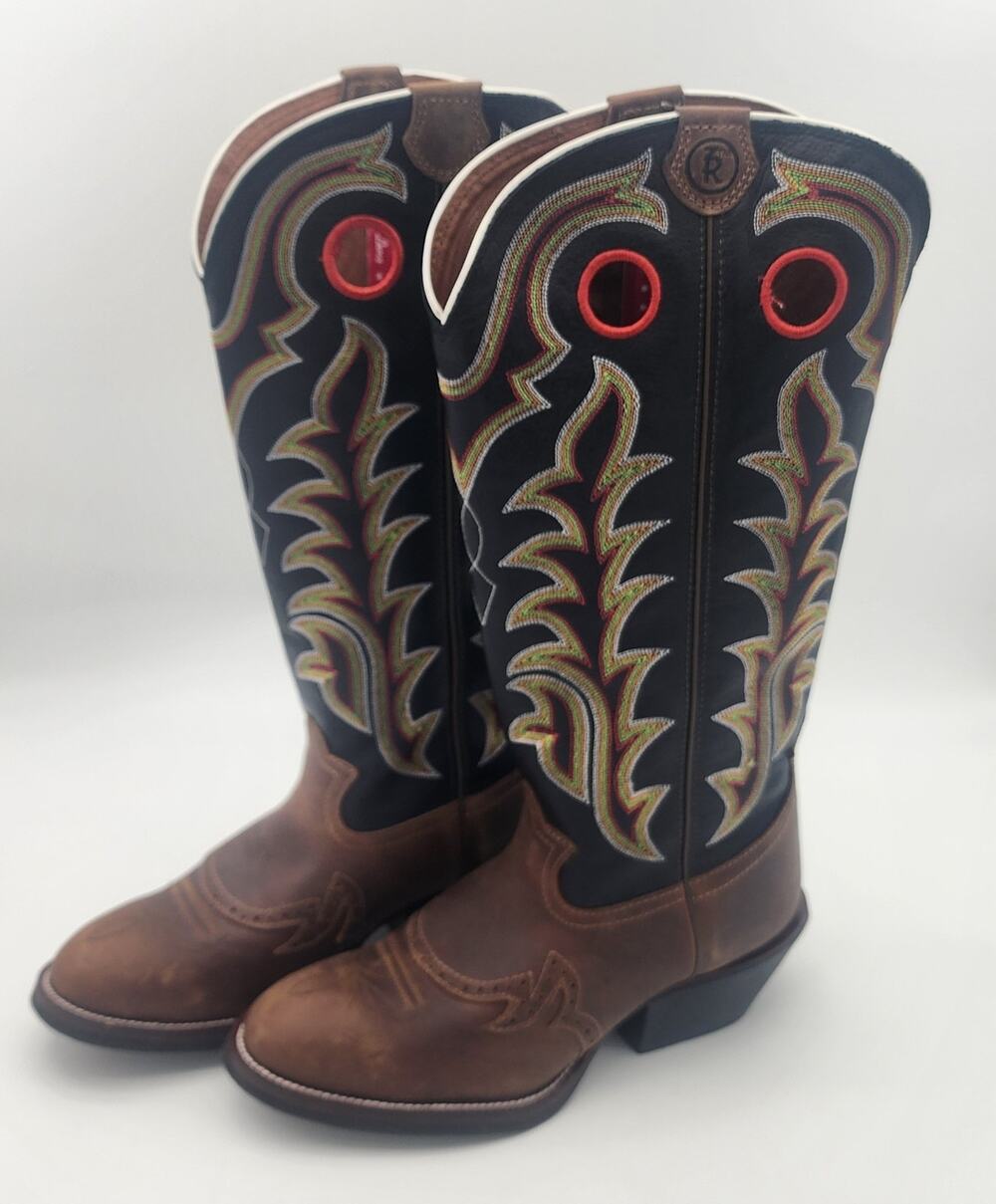 Tony Lama Tall Buckaroo Cowboy Boots Black Brown 3R RR1002 Mens Size 11 D